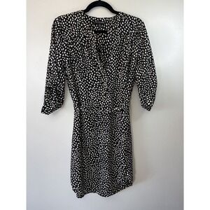 41 Hawthorne Black Spotted Knee Length Dress W/ Rounded Hem Size M
